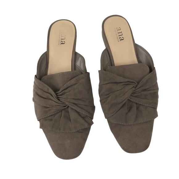 ANA Taupe Suede Ballet Flats 7.5 Classic Slip on Chic Minimalist - Picture 2 of 8